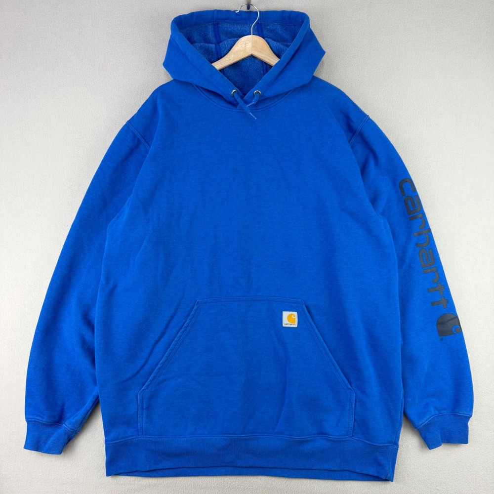 Carhartt Midweight Logo Hoodie Mens XL Tall Royal Blue Loose-Fit Pullover